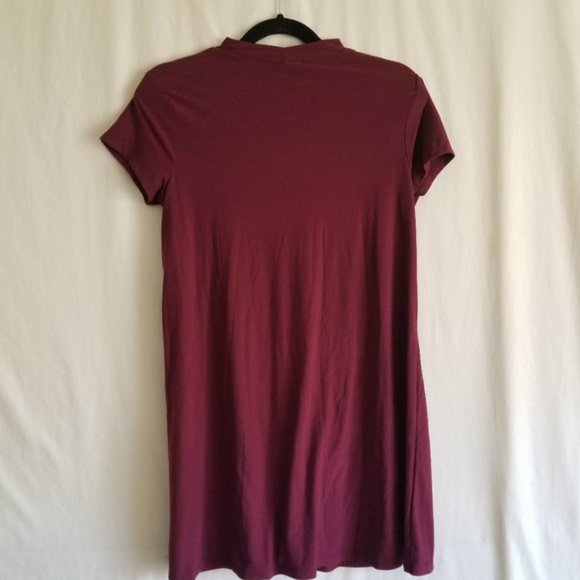 Pink Rose maroon short sleeve dress size M (109) - Picture 6 of 7